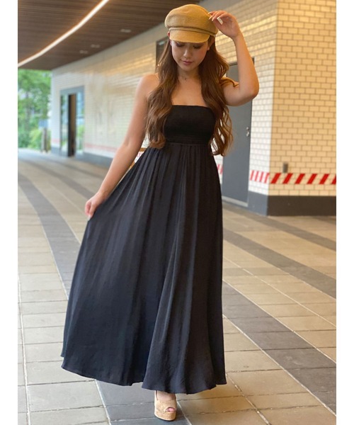 DURAS(デュラス)の「バックレースアップサテンワンピース(ワンピース・レディース・ブラック/カーキ/ベージュ系その他・FREE)」の13枚目の写真