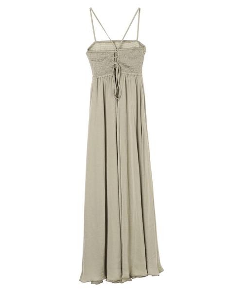 DURAS(デュラス)の「バックレースアップサテンワンピース(ワンピース・レディース・ブラック/カーキ/ベージュ系その他・FREE)」の5枚目の写真