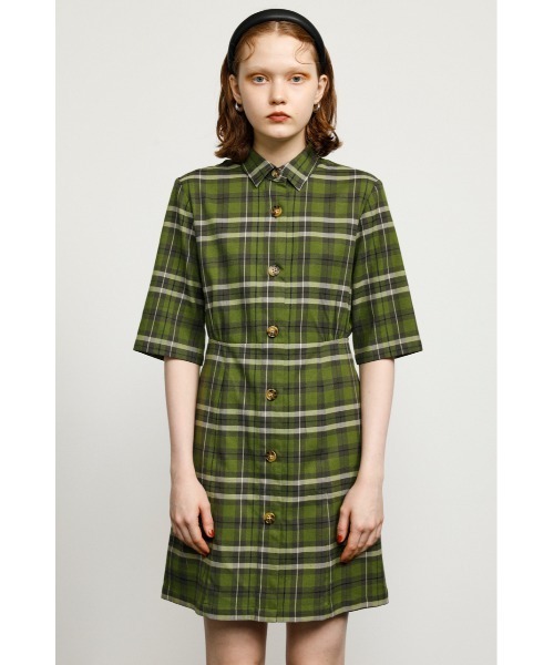 SLY（スライ）の「COLOR PLAID BACK GATHER S/OP バックギャザー ショート ワンピース（ワンピース・レディース・ブラック系その他2/グリーン系その他2/パープル系その他・1/2）」の4枚目の写真