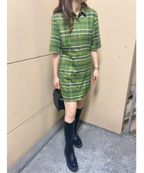 SLY（スライ）の「COLOR PLAID BACK GATHER S/OP バックギャザー ショート ワンピース（ワンピース・レディース・ブラック系その他2/グリーン系その他2/パープル系その他・1/2）」の19枚目の写真