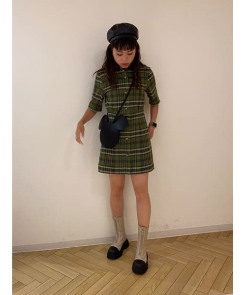 SLY（スライ）の「COLOR PLAID BACK GATHER S/OP バックギャザー ショート ワンピース（ワンピース・レディース・ブラック系その他2/グリーン系その他2/パープル系その他・1/2）」の18枚目の写真