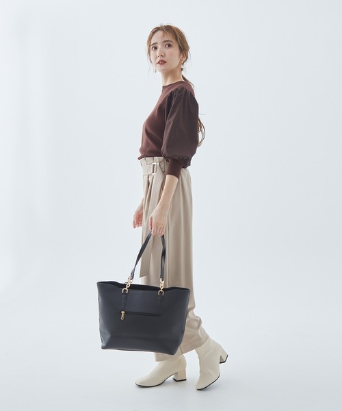 Fabulous Angela（ファビュラスアンジェラ）の「ボリュームスリーブニットトップス（ニット/セーター・レディース・ブラウン/ブラック・FREE）」の20枚目の写真