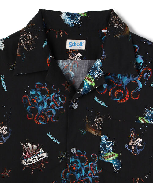 schott クラーケン アロハシャツ Schott N.Y.C ショット 長袖 ハワイアンシャツ アロハ