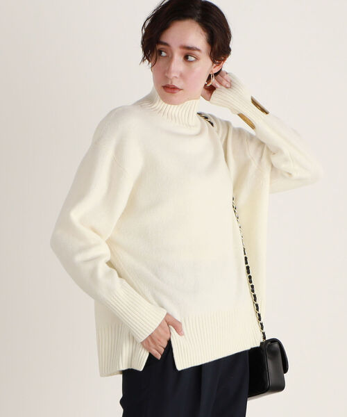 NOLLEY’S（ノーリーズ）の「◇【WEB限定カラーあり】MUSICハイネックプルオーバーニット（ニット/セーター・レディース・アイボリー/ベージュ/ライトグリーン/ブルー/ライトブルー/サックスブルー/ラベンダー/ベビーピンク/ピンク系その他/オレンジ/ホワイト系その他/ピンク系その他2/グレー系その他・38）」の15枚目の写真