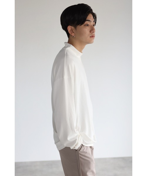 CREARE -LINO-(クレアーレリノ)の「モックネック ロングスリーブ Tシャツ/ロンT インナー(Tシャツ/カットソー・メンズ・ホワイト/ブラック・M/L)」の7枚目の写真