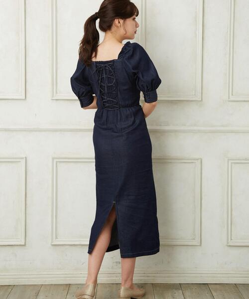 Allamanda（アラマンダ）の「BackレースUPタイトワンピース（ワンピース・レディース・インディゴブルー/その他13/ブラウン系その他2・M）」の8枚目の写真