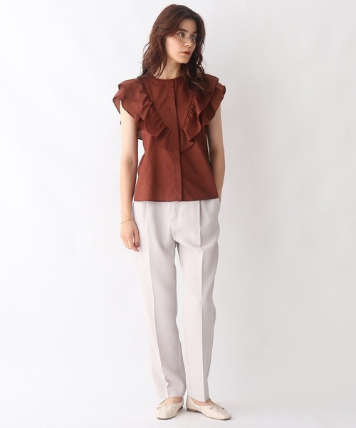 AG by aquagirl(エージーバイアクアガール)の「◆ショルダーフリル比翼ブラウス【WEB限定サイズ】(シャツ/ブラウス・レディース・ブラック/ライトグリーン/ダークブラウン・36/38/40)」の7枚目の写真