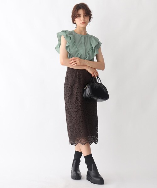 AG by aquagirl(エージーバイアクアガール)の「◆ショルダーフリル比翼ブラウス【WEB限定サイズ】(シャツ/ブラウス・レディース・ブラック/ライトグリーン/ダークブラウン・36/38/40)」の5枚目の写真
