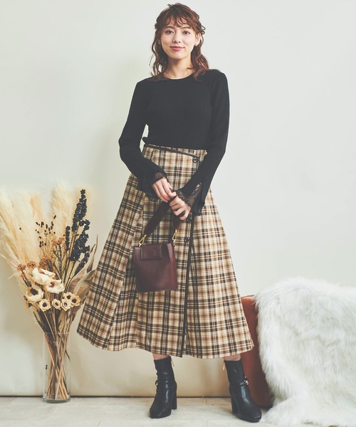 NOELA（ノエラ）の「パイピングチェックスカート（スカート・レディース・オフホワイト/その他1/ベージュ・M/S）」の7枚目の写真