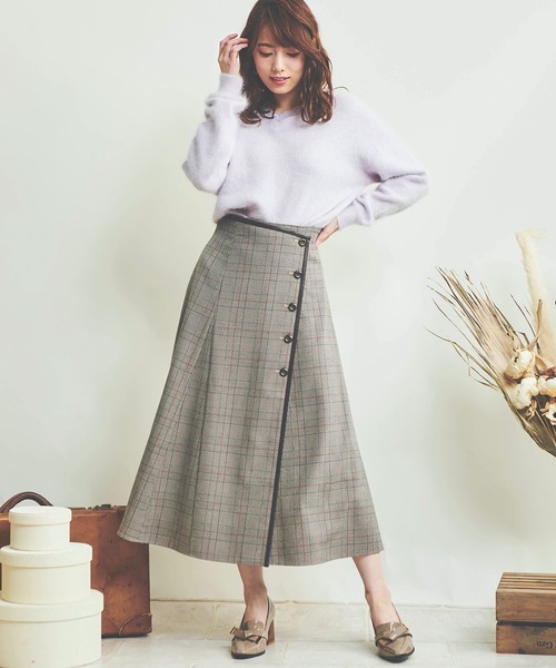 NOELA（ノエラ）の「パイピングチェックスカート（スカート・レディース・オフホワイト/その他1/ベージュ・M/S）」の8枚目の写真