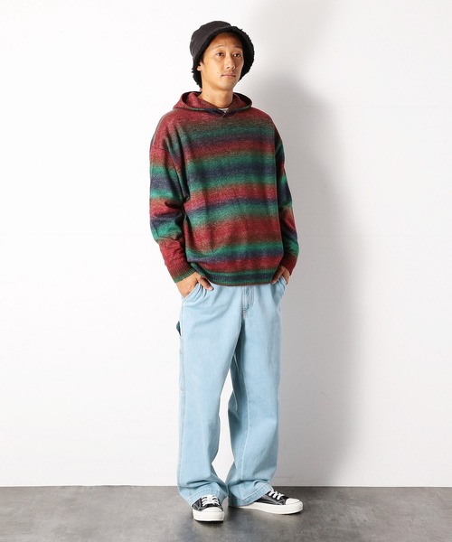 Purple&Yellow（パープルアンドイエロー）の「グラデーションカラーワイドパーカ（ニット/セーター・メンズ・ブラウン/グリーン・SMALL/MEDIUM/LARGE）」の8枚目の写真