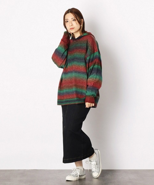 Purple&Yellow（パープルアンドイエロー）の「グラデーションカラーワイドパーカ（ニット/セーター・メンズ・ブラウン/グリーン・SMALL/MEDIUM/LARGE）」の4枚目の写真