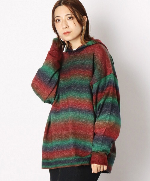 Purple&Yellow（パープルアンドイエロー）の「グラデーションカラーワイドパーカ（ニット/セーター・メンズ・ブラウン/グリーン・SMALL/MEDIUM/LARGE）」の12枚目の写真