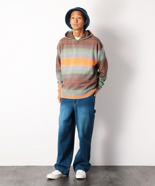 Purple&Yellow（パープルアンドイエロー）の「グラデーションカラーワイドパーカ（ニット/セーター・メンズ・ブラウン/グリーン・SMALL/MEDIUM/LARGE）」の11枚目の写真