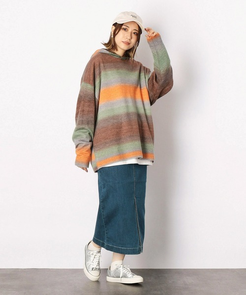 Purple&Yellow（パープルアンドイエロー）の「グラデーションカラーワイドパーカ（ニット/セーター・メンズ・ブラウン/グリーン・SMALL/MEDIUM/LARGE）」の6枚目の写真