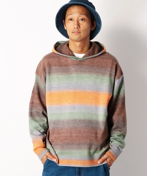 Purple&Yellow（パープルアンドイエロー）の「グラデーションカラーワイドパーカ（ニット/セーター・メンズ・ブラウン/グリーン・SMALL/MEDIUM/LARGE）」の10枚目の写真