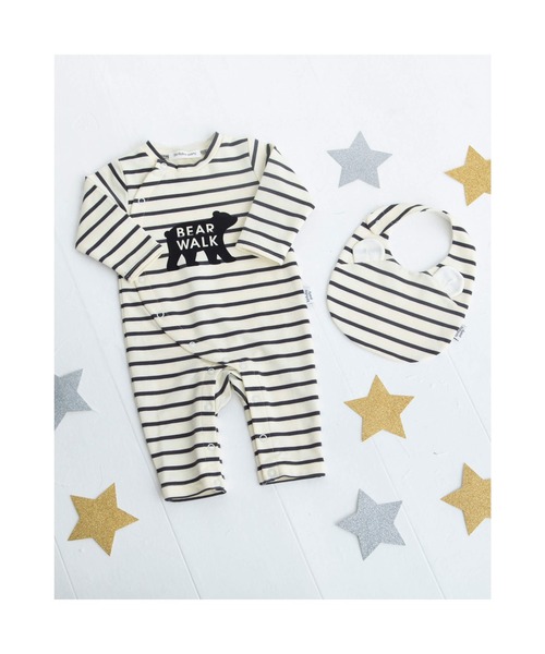 Birthday Party ボーダー クマ プリント カバーオール 70 80cm ロンパース Birthday Party バースデイパーティー のファッション通販 Zozotown