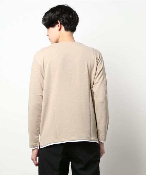 JUNRED（ジュンレッド）の「ブロックインレイフェイクレイヤードプルオーバー（Tシャツ/カットソー・メンズ・ベージュ/レンガ/ネイビー・M/L/LL）」の4枚目の写真
