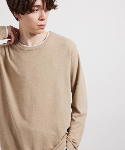 JUNRED（ジュンレッド）の「ブロックインレイフェイクレイヤードプルオーバー（Tシャツ/カットソー・メンズ・ベージュ/レンガ/ネイビー・M/L/LL）」の2枚目の写真