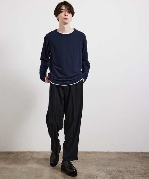 JUNRED（ジュンレッド）の「ブロックインレイフェイクレイヤードプルオーバー（Tシャツ/カットソー・メンズ・ベージュ/レンガ/ネイビー・M/L/LL）」の13枚目の写真