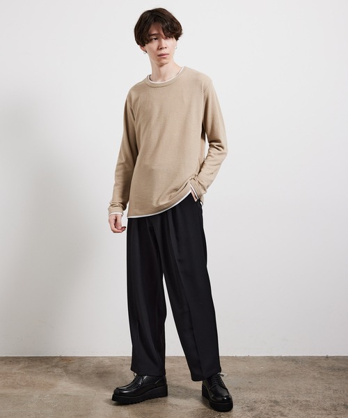 JUNRED（ジュンレッド）の「ブロックインレイフェイクレイヤードプルオーバー（Tシャツ/カットソー・メンズ・ベージュ/レンガ/ネイビー・M/L/LL）」の14枚目の写真