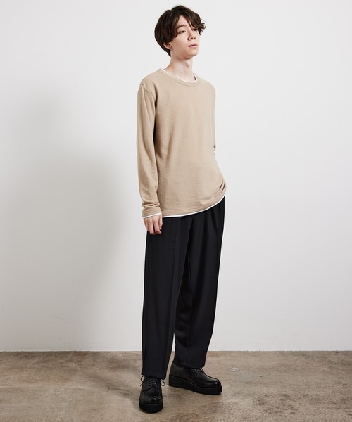 JUNRED（ジュンレッド）の「ブロックインレイフェイクレイヤードプルオーバー（Tシャツ/カットソー・メンズ・ベージュ/レンガ/ネイビー・M/L/LL）」の15枚目の写真