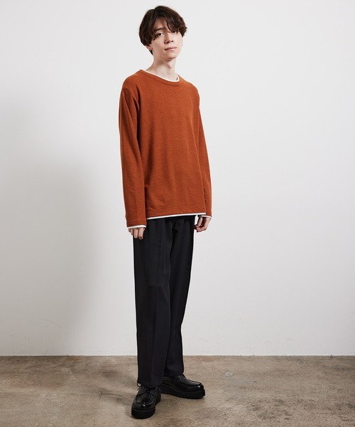 JUNRED（ジュンレッド）の「ブロックインレイフェイクレイヤードプルオーバー（Tシャツ/カットソー・メンズ・ベージュ/レンガ/ネイビー・M/L/LL）」の16枚目の写真