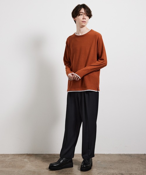 JUNRED（ジュンレッド）の「ブロックインレイフェイクレイヤードプルオーバー（Tシャツ/カットソー・メンズ・ベージュ/レンガ/ネイビー・M/L/LL）」の17枚目の写真