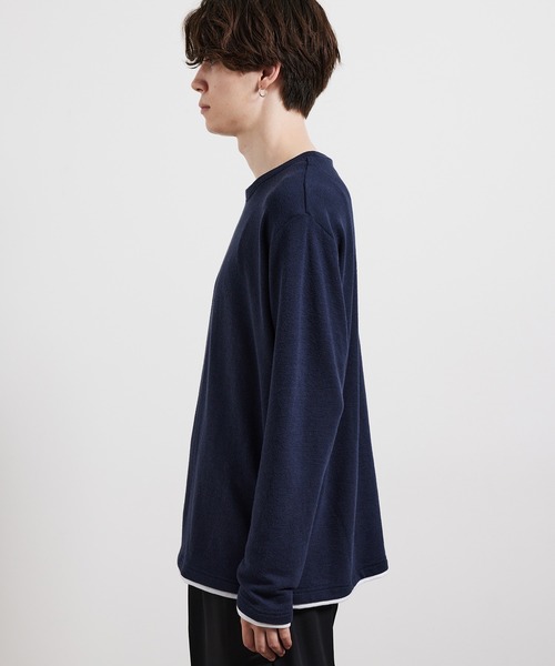 JUNRED（ジュンレッド）の「ブロックインレイフェイクレイヤードプルオーバー（Tシャツ/カットソー・メンズ・ベージュ/レンガ/ネイビー・M/L/LL）」の18枚目の写真