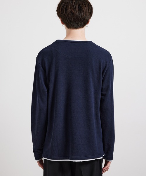 JUNRED（ジュンレッド）の「ブロックインレイフェイクレイヤードプルオーバー（Tシャツ/カットソー・メンズ・ベージュ/レンガ/ネイビー・M/L/LL）」の19枚目の写真