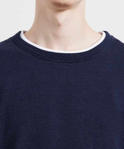 JUNRED（ジュンレッド）の「ブロックインレイフェイクレイヤードプルオーバー（Tシャツ/カットソー・メンズ・ベージュ/レンガ/ネイビー・M/L/LL）」の20枚目の写真