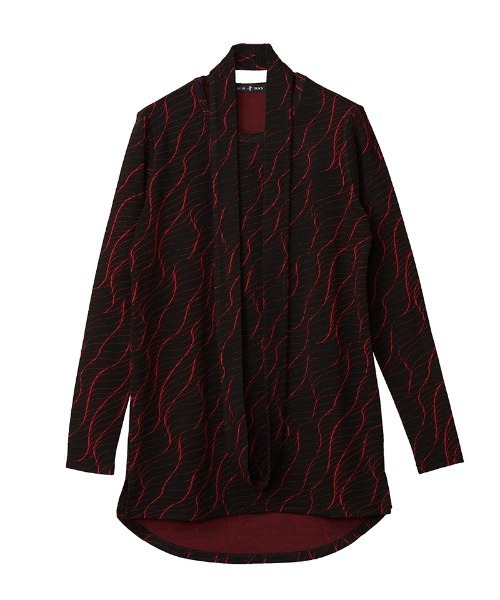 NO ID.(ノーアイディ)の「mlt3585-スヌード付ヘムラウンドロンT(Tシャツ/カットソー・メンズ・レッド/グリーン/ホワイト・2/1)」の14枚目の写真