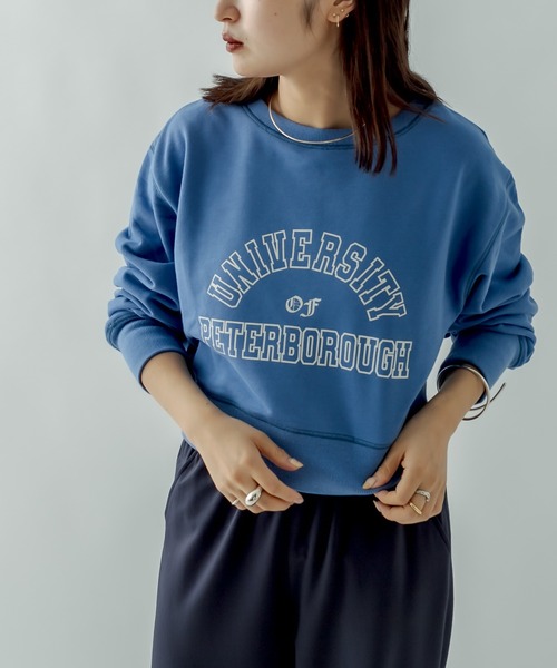 mystic（ミスティック）の「カレッジショートスウェット（スウェット・レディース・アイボリー/ブラック/ブルー・FREE）」の3枚目の写真