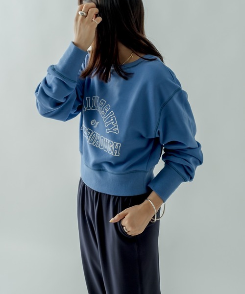 mystic（ミスティック）の「カレッジショートスウェット（スウェット・レディース・アイボリー/ブラック/ブルー・FREE）」の4枚目の写真