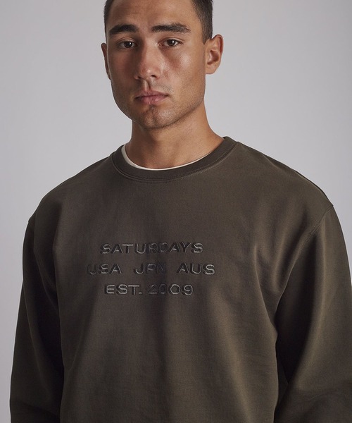 Saturdays NYC（サタデーズ ニューヨークシティ ）の「Bowery International Crew（スウェット・メンズ・グレー系その他/グリーン/グリーン系その他2・L/M/S/XL/X-SMALL）」の6枚目の写真