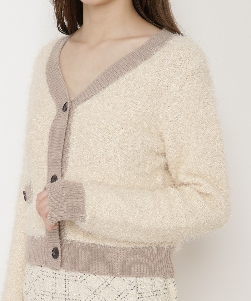 WILLSELECTION ベージュ リブ編み カーディガン