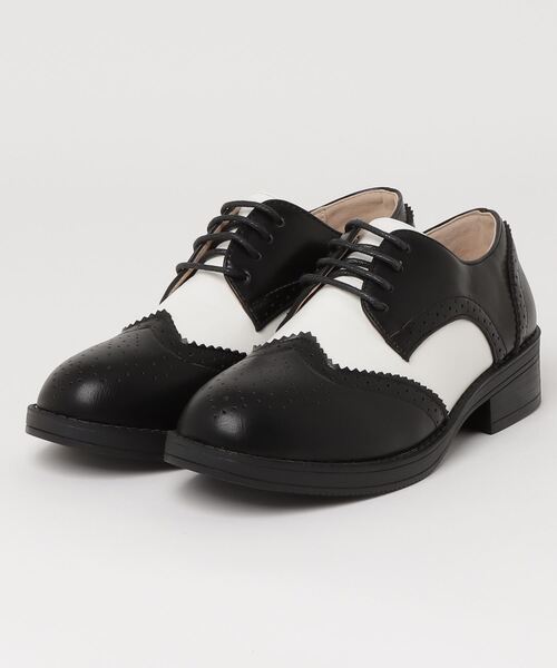 AAA+Feminine(サンエープラスフェミニン)の「AAA+Feminine ローヒール軽量ウイングチップオックスフォードシューズ(ドレスシューズ・レディース・ブラック/ダークブラウン/ブラック系その他/ブラック×ホワイト・40/38/39/36/35/37/42/41/44/43)」の9枚目の写真
