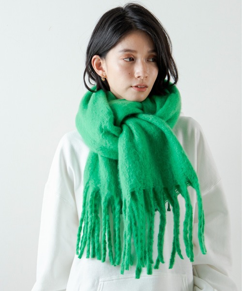 ANGIE（アンジー）の「ボリュームフリンジマフラー（マフラー・レディース・ライトグレー/イエロー/ブルー/グリーン/アイボリー/キャメル・FREE）」の17枚目の写真