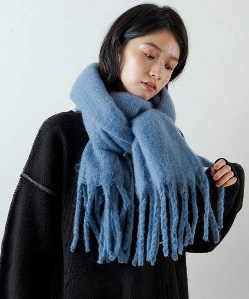 ANGIE（アンジー）の「ボリュームフリンジマフラー（マフラー・レディース・ライトグレー/イエロー/ブルー/グリーン/アイボリー/キャメル・FREE）」の18枚目の写真