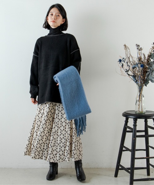 ANGIE（アンジー）の「ボリュームフリンジマフラー（マフラー・レディース・ライトグレー/イエロー/ブルー/グリーン/アイボリー/キャメル・FREE）」の9枚目の写真