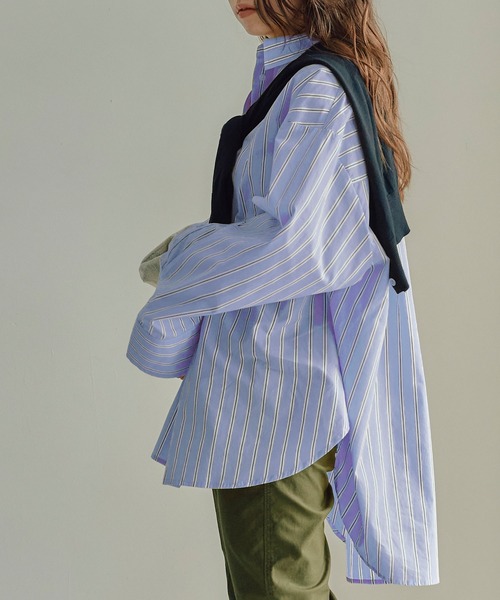 titivate（ティティベイト）の「ﾋﾞｯｸﾞｼﾙｴｯﾄｼｬﾂﾌﾞﾗｳｽ（シャツ/ブラウス・レディース・オフホワイト/ブルー系その他/パープル系その他/イエロー系その他・S/M）」の3枚目の写真