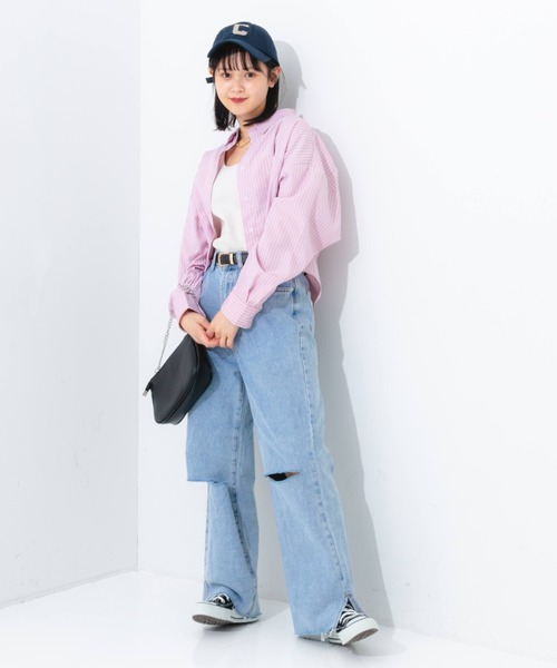 nemne store(ネンネストア)の「マルチストライプショートシャツ(シャツ/ブラウス・レディース・ブルー系その他/ピンク系その他/ベージュ系その他・フリー)」の15枚目の写真