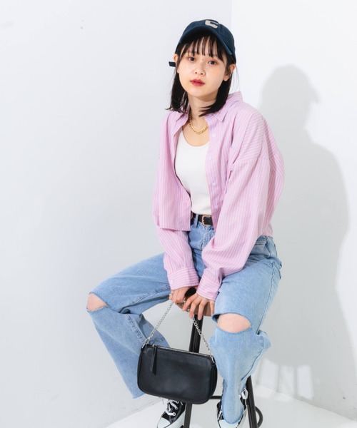 nemne store(ネンネストア)の「マルチストライプショートシャツ(シャツ/ブラウス・レディース・ブルー系その他/ピンク系その他/ベージュ系その他・フリー)」の18枚目の写真