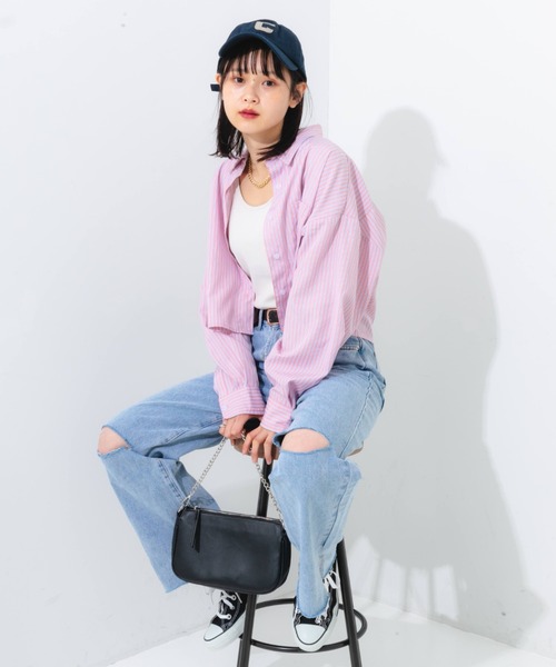 nemne store(ネンネストア)の「マルチストライプショートシャツ(シャツ/ブラウス・レディース・ブルー系その他/ピンク系その他/ベージュ系その他・フリー)」の19枚目の写真