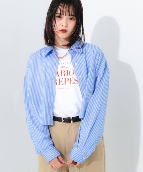 nemne store(ネンネストア)の「マルチストライプショートシャツ(シャツ/ブラウス・レディース・ブルー系その他/ピンク系その他/ベージュ系その他・フリー)」の21枚目の写真