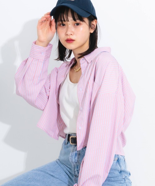 nemne store(ネンネストア)の「マルチストライプショートシャツ(シャツ/ブラウス・レディース・ブルー系その他/ピンク系その他/ベージュ系その他・フリー)」の5枚目の写真
