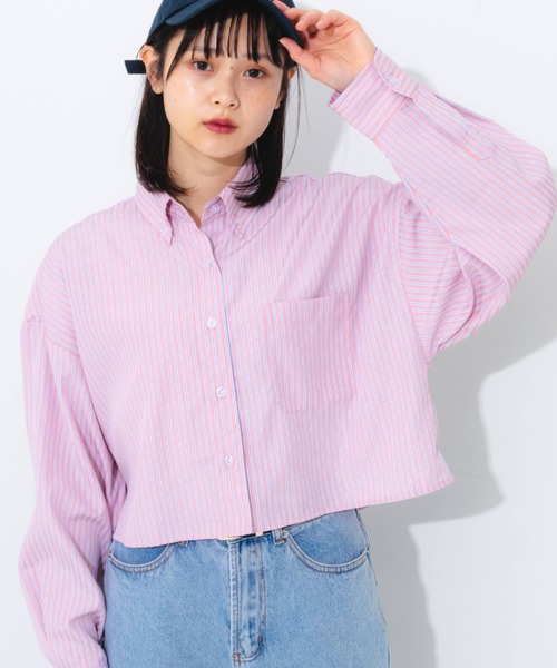 nemne store(ネンネストア)の「マルチストライプショートシャツ(シャツ/ブラウス・レディース・ブルー系その他/ピンク系その他/ベージュ系その他・フリー)」の6枚目の写真