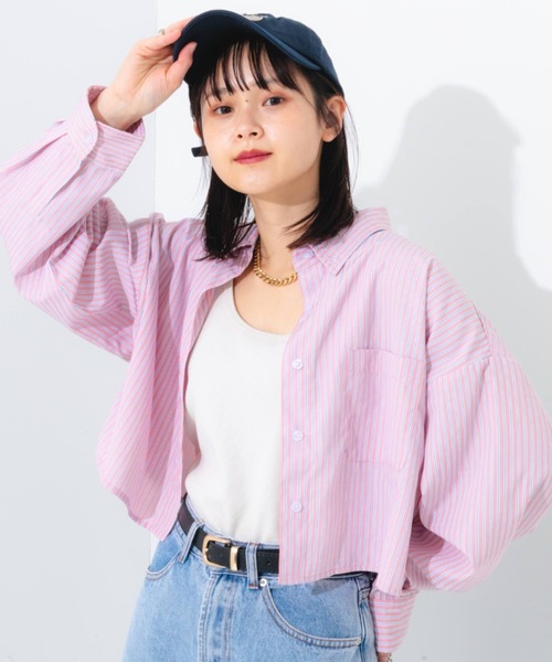 nemne store(ネンネストア)の「マルチストライプショートシャツ(シャツ/ブラウス・レディース・ブルー系その他/ピンク系その他/ベージュ系その他・フリー)」の7枚目の写真