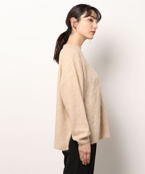 ehka sopo（エヘカソポ）の「もちもちケーブルニット（ニット/セーター・レディース・ベージュ/ピンク/ミント/ラベンダー・ﾌﾘ-）」の5枚目の写真