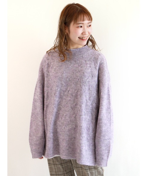 ehka sopo（エヘカソポ）の「もちもちケーブルニット（ニット/セーター・レディース・ベージュ/ピンク/ミント/ラベンダー・ﾌﾘ-）」の3枚目の写真